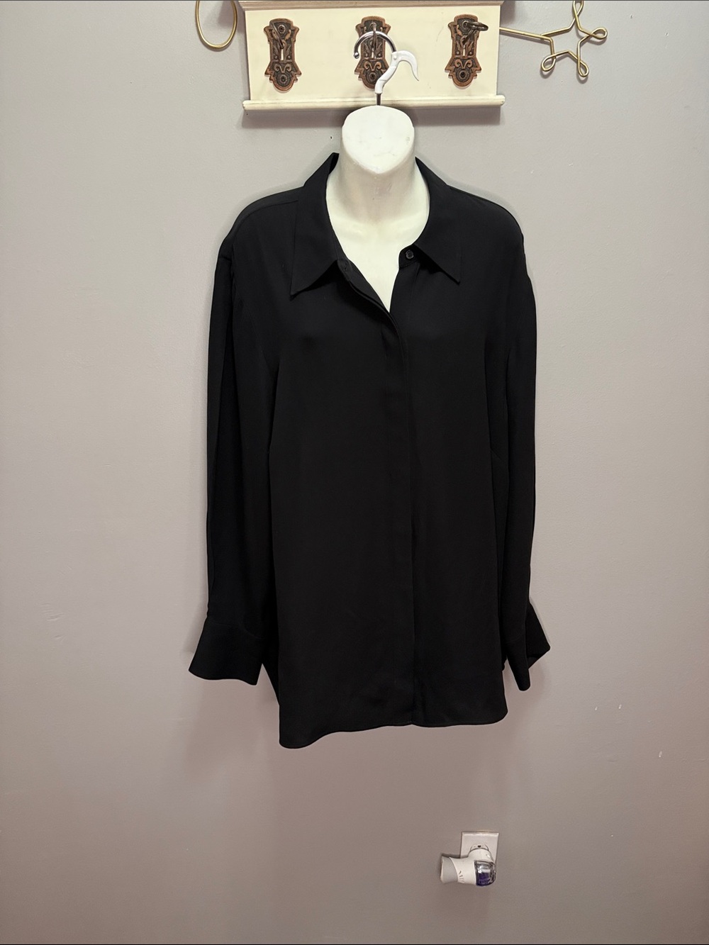 Lafayette 148 New York Scottie Silk Button-Up Blouse 2X - Picture 3 of 7